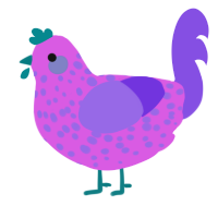 A orchid and blurple chicken with a speckle pattern