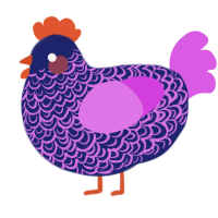 A navy and orchid chicken with a double-lace pattern