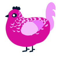 Breakfast, a fuchsia and lavender chicken with a half-lace pattern