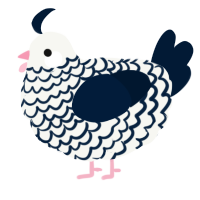 A white and tumblr chicken with a lace pattern