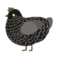 A sable and grey chicken with a lace pattern