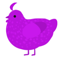 A amethyst chicken with a speckle pattern