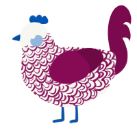 A white and wine chicken with a double-lace pattern