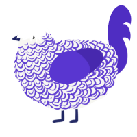 A white and indigo chicken with a double-lace pattern