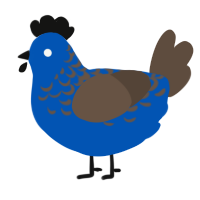 A ultramarine and bark chicken with a half-lace pattern