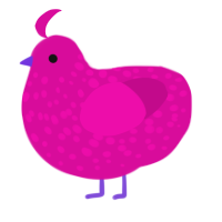 A fuchsia chicken with a speckle pattern