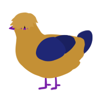 A gold and navy chicken