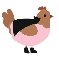 A rose and brown chicken with a head pattern