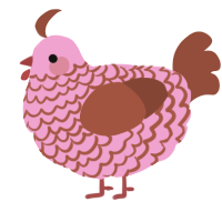 A pink and russet chicken with a lace pattern