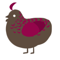 A bark and maroon chicken with a half-lace pattern