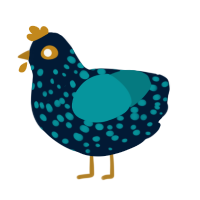 A tumblr and teal chicken with a speckle pattern
