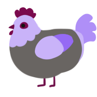 A grey and lilac chicken with a head pattern