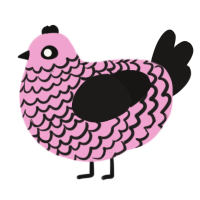 A pink and sable chicken with a lace pattern