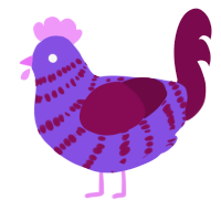 A blurple and wine chicken with a bar pattern