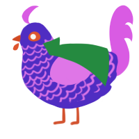 Ba-Rel, a indigo and orchid chicken with a lace pattern