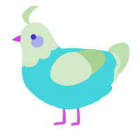 A aqua and gluppy chicken with a head pattern