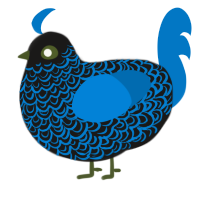 A sable and sapphire chicken with a double-lace pattern