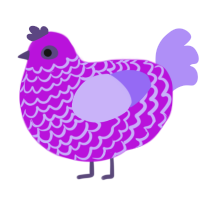 A amethyst and lilac chicken with a lace pattern