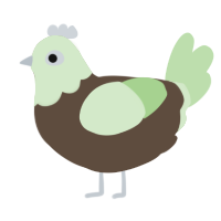 A bark and gluppy chicken with a head pattern