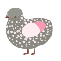 A ash and rose chicken with a speckle pattern