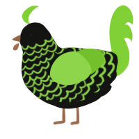 A black and grass chicken with a lace pattern