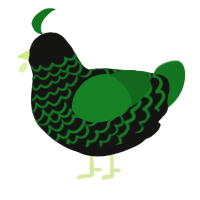 A black and leaf chicken with a lace pattern