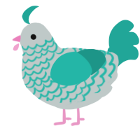 A silver and turquoise chicken with a lace pattern