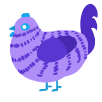 A lilac and indigo chicken with a bar pattern