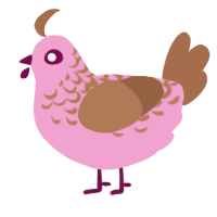 A pink and brown chicken with a half-lace pattern