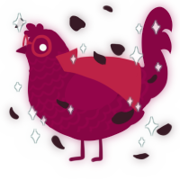 A maroon chicken with a lace pattern