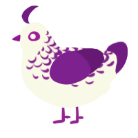 A white and violet chicken with a half-lace pattern