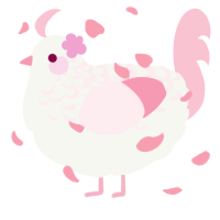 A white and rose chicken with a half-lace pattern