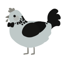 The Prisoner, a silver and black chicken with a neck-speckle pattern