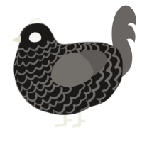 A sable and grey chicken with a lace pattern