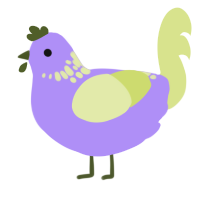 A lilac and lemon chicken with a neck-speckle pattern