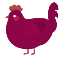 A maroon chicken with a lace pattern