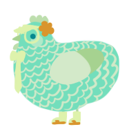 wave pool, a mint and gluppy chicken with a lace pattern
