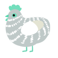 A silver and white chicken with a bar pattern