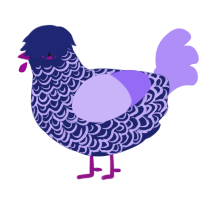 A navy and lilac chicken with a double-lace pattern