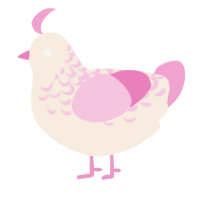 A cream and pink chicken with a half-lace pattern