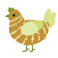 A gold and lemon chicken with a bar pattern
