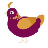 A wine and orange chicken with a neck-speckle pattern