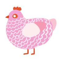 A pink and rose chicken with a lace pattern