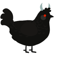 A black and sable chicken with a half-lace pattern