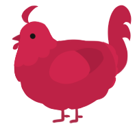 A crimson chicken with a head pattern