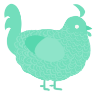 A mint chicken with a double-lace pattern