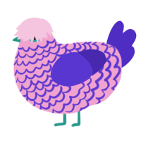 A pink and indigo chicken with a lace pattern
