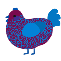 A wine and sapphire chicken with a double-lace pattern
