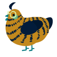 A ochre and tumblr chicken with a bar pattern