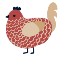fleshling, a red and beige chicken with a lace pattern
